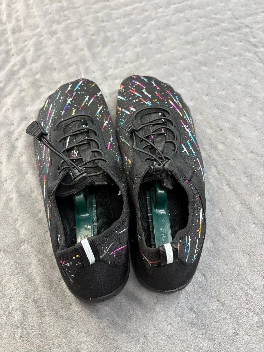 Men's Black Boat Shoes with Color Splash Accents